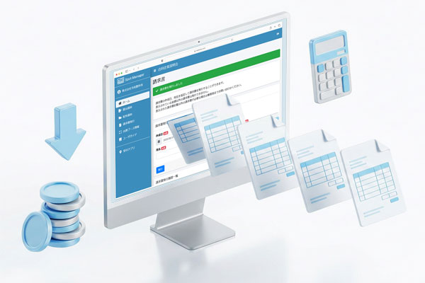 Spot-Managerの請求書セルフ発行画面 - 出展者マイページからの見積書・請求書ダウンロード・インボイス制度対応を表示