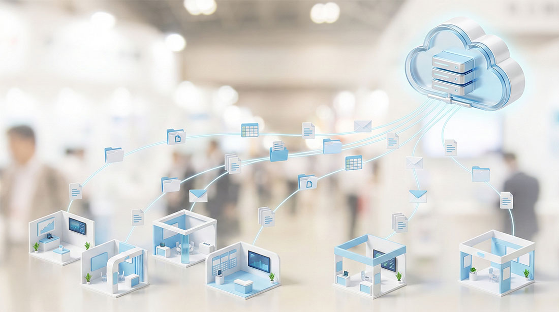 Spot-Manager出展者管理クラウドシステムのダッシュボード画面 - 出展者一覧・ステータス管理・一括操作機能を表示